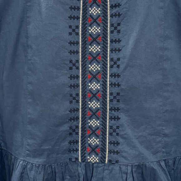 J. Crew Women’s Embroidered tie-sleeve tee Denim Size 12 - Picture 3 of 6